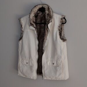 Vintage Fairweather Faux Fur Lined Reversible Vest L